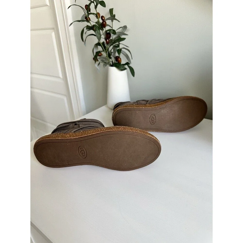 UGG Elora Women's 7.5 Grey Suede Wrap Lace Ankle Boots Side Zip 1019129 - Picture 6 of 11